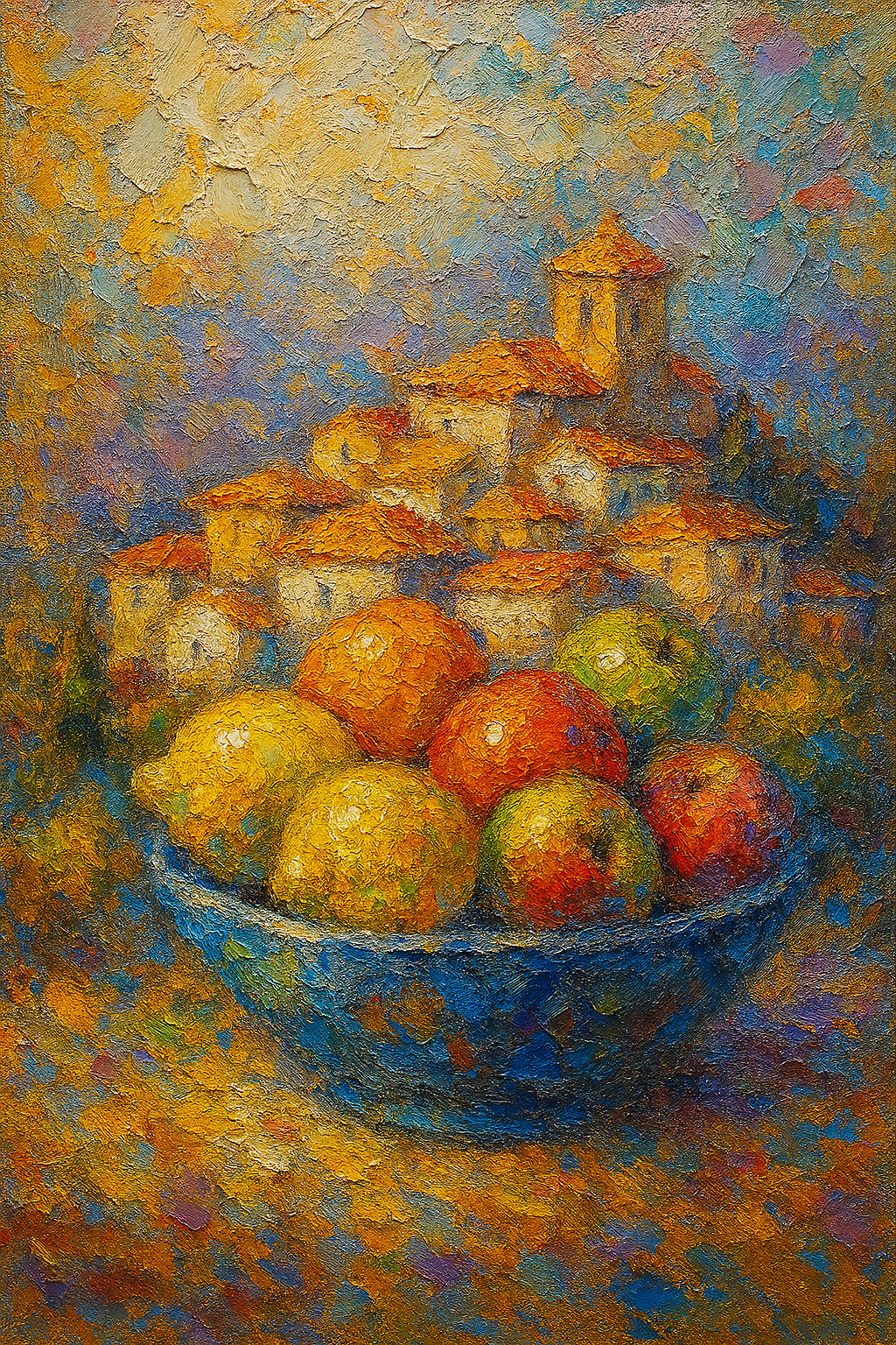 Abstraktes Früchte-Stillleben in mediterraner