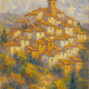 Spanisches Hügeldorf im Licht der Impressionen Von: Elina Duarte – Moderne Impressionistin