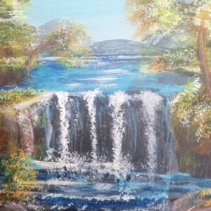 Wasserfall, Acryl auf Leinwand