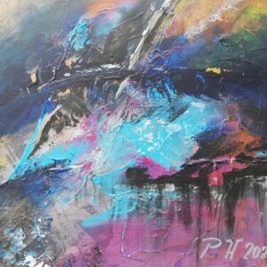 Titel: Farbexplosion – Abstrakte Energie in Bewegung