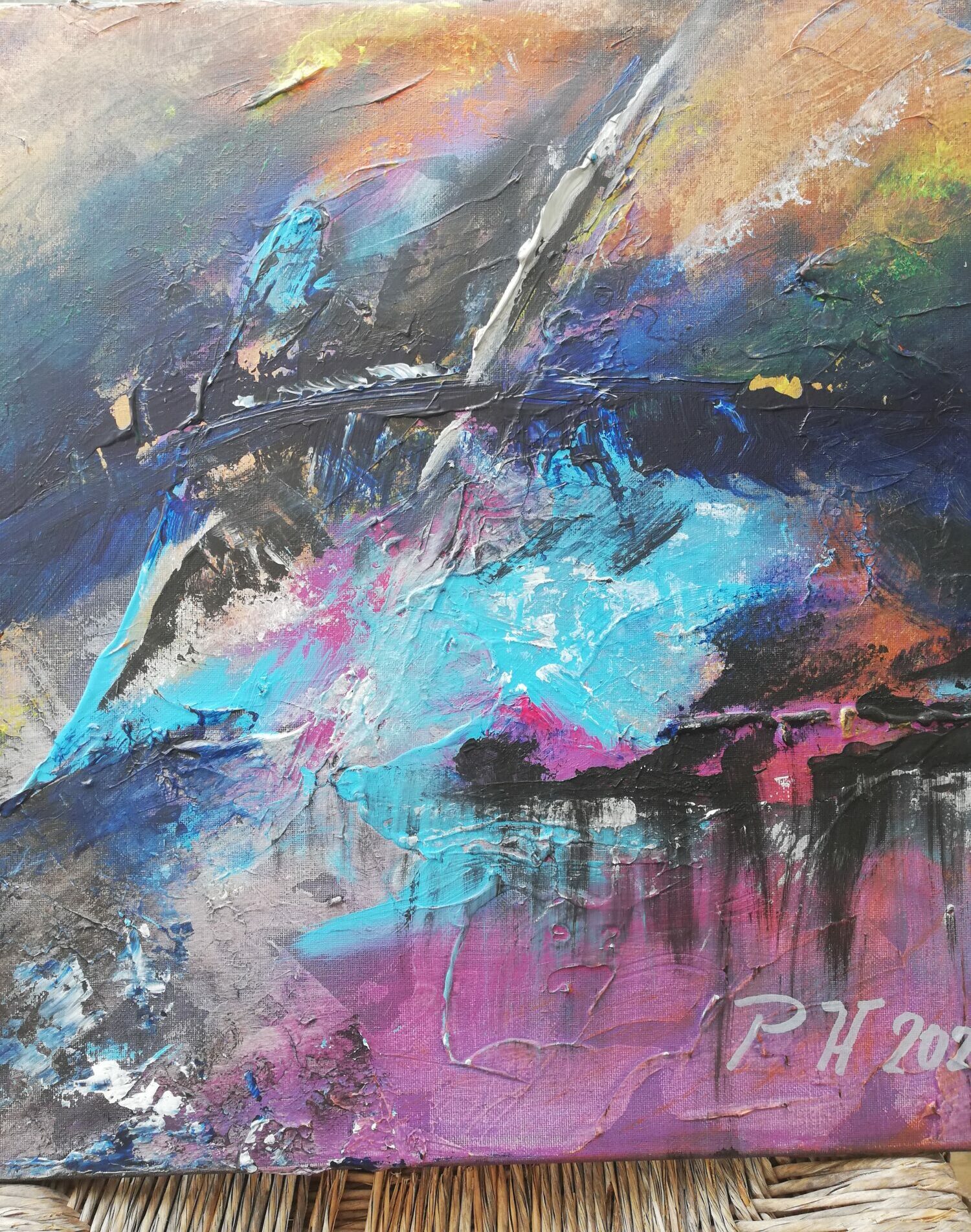 Titel: Farbexplosion – Abstrakte Energie in Bewegung